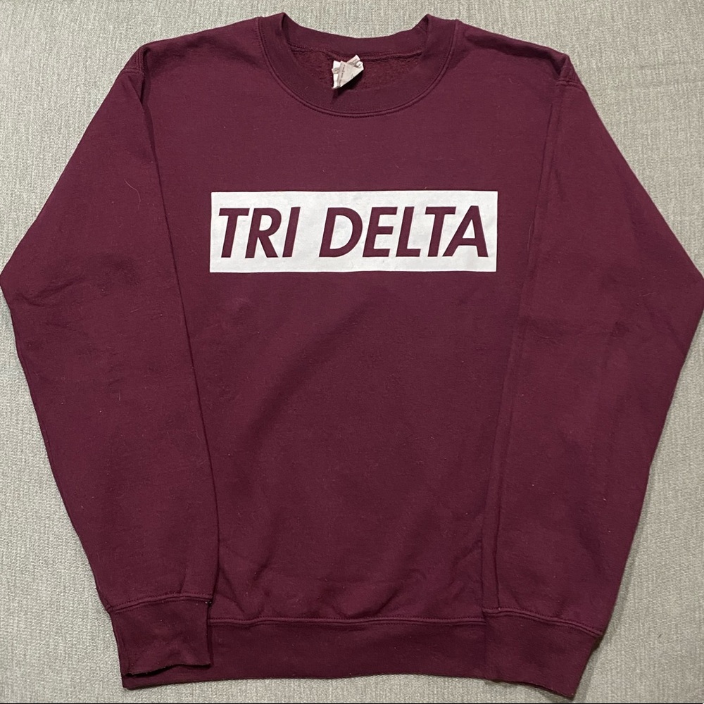 Maroon Tri Delta Supreme Inspired Logo Crewneck